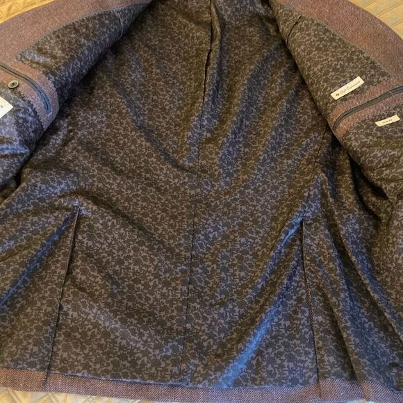 Joseph Abboud Heritage Mens Burgundy Wool Linen Blend Textured Comero Jacket. - Picture 4 of 9